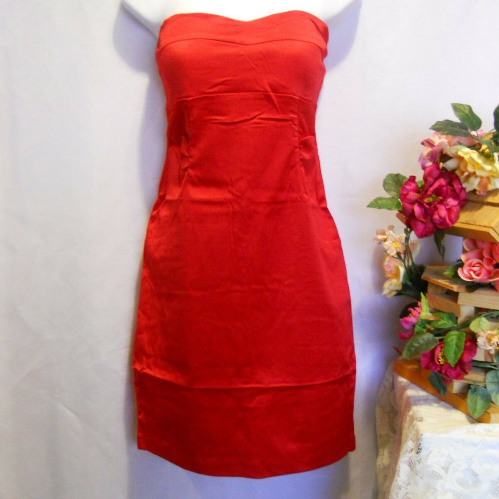 BODY CENTRAL Women's Prom Party Dress Strapless Fitted A-Line Red SIZE M **NWT